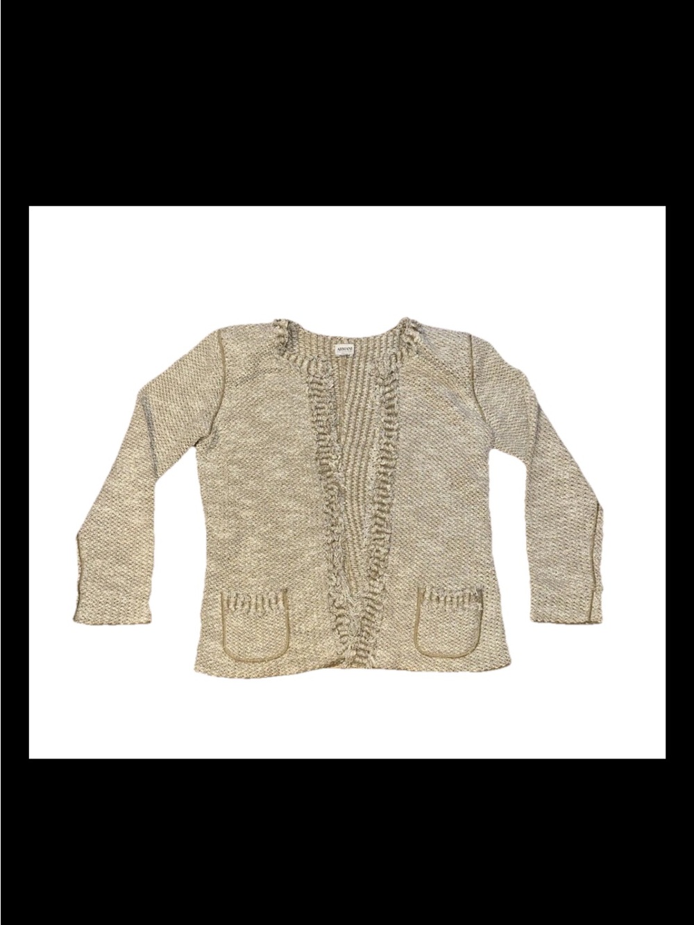 Armani Tan Crew Neck Ruffled Long Sleeve
